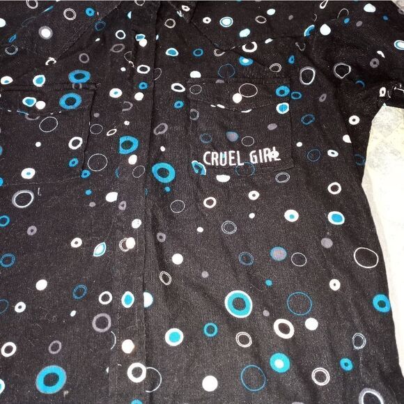 Cruel Girl M BlackMlticlrdPolkaDots Pockets Lngslvs CottonButtonUp Women's Shirt - Picture 4 of 9